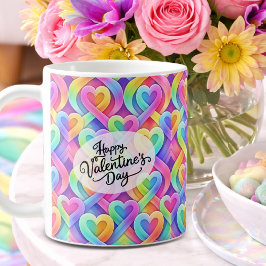 Colorful Modern Hearts Pattern Valentine’s Day  Koffiemok
