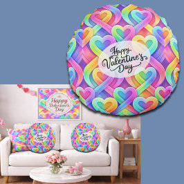 Colorful Modern Hearts Pattern Valentine’s Day Rond Kussen