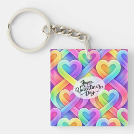 Colorful Modern Hearts Pattern Valentine’s Day Sleutelhanger