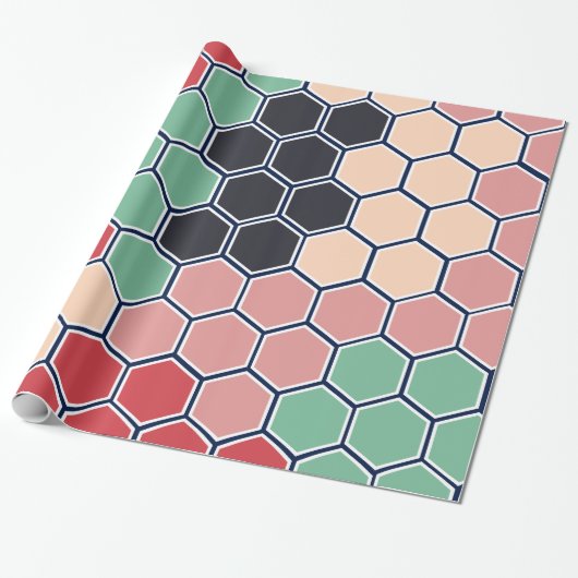 Colorful Modern Hexagons Patroon Cadeaupapier (Uitgerold)