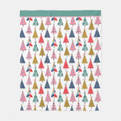 Colorful Modern Holiday Trees Pattern Fleece Deken (Voorkant)