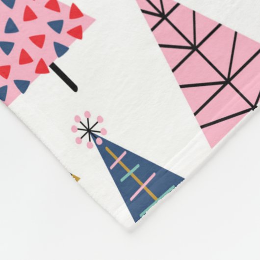 Colorful Modern Holiday Trees Pattern Fleece Deken (Hoek)