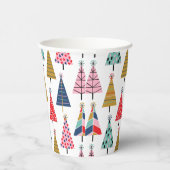 Colorful Modern Holiday Trees Pattern Papieren Bekers (Rechts)