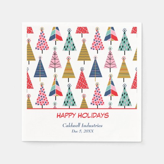 Colorful Modern Holiday Trees Pattern Servet (Voorkant)