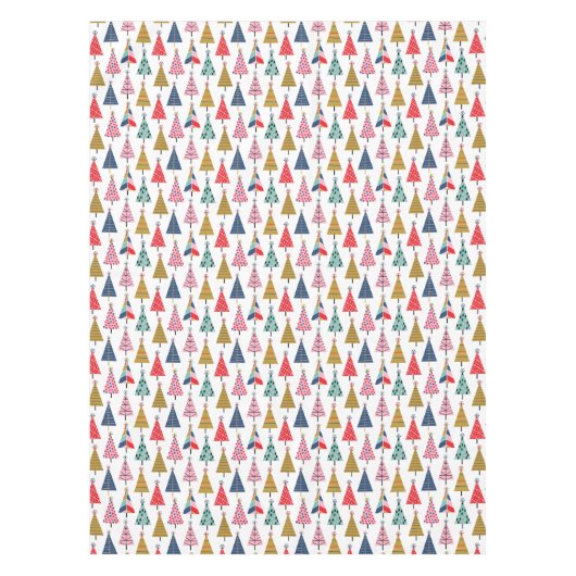 Colorful Modern Holiday Trees Pattern Tafelkleed (Voorkant)