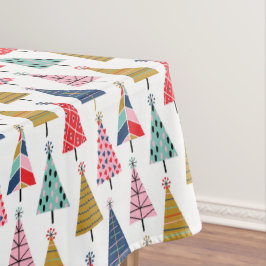Colorful Modern Holiday Trees Pattern Tafelkleed