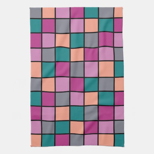 Colorful Modern Horizontal Tiles Pattern versie 1 Theedoek (Verticaal)