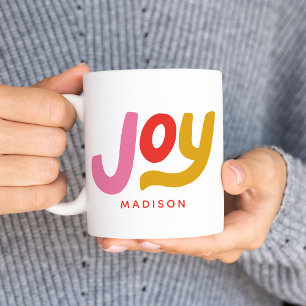 Colorful Modern Joy Personalized Holiday Koffiemok