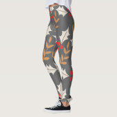 Colorful Modern Kerstgrijs Holly Mistletoe Leggings (Links)