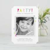 Colorful Modern Kinder Foto Birthday Party Kaart (Staand voorkant)