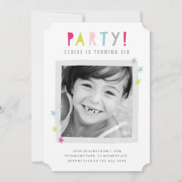 Colorful Modern Kinder Foto Birthday Party Kaart