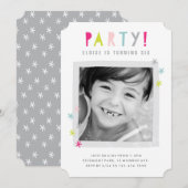 Colorful Modern Kinder Foto Birthday Party Kaart (Voorkant / Achterkant)