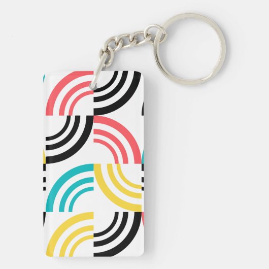 Colorful, modern, leuk, vrolijk geometrisch grafis sleutelhanger (achterkant)