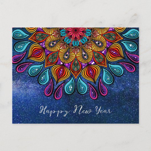 Colorful Modern Mandala Trippy Psychedelic Hippie Briefkaart (Voorkant)