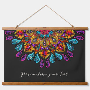 Colorful Modern Mandala Trippy Psychedelic Hippie Hangend Wandkleed
