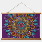 Colorful Modern Mandala Trippy Psychedelic Hippie Hangend Wandkleed (Voorkant)