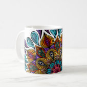 Colorful Modern Mandala Trippy Psychedelic Hippie Koffiemok (Voorkant links)