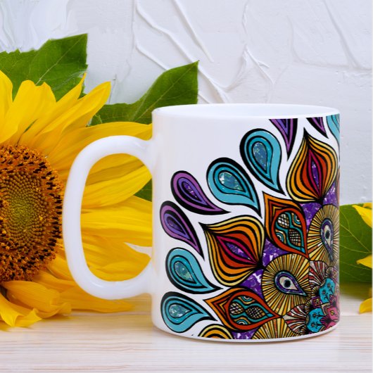 Colorful Modern Mandala Trippy Psychedelic Hippie Koffiemok