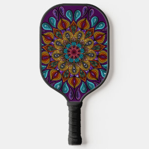 Colorful Modern Mandala Trippy Psychedelic Hippie Pickleball Paddle