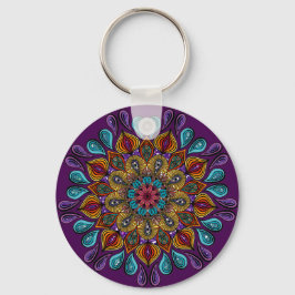Colorful Modern Mandala Trippy Psychedelic Hippie Sleutelhanger