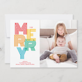 Colorful Modern MERRY Christmas Holiday Photo Card Feestdagenkaart