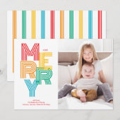 Colorful Modern MERRY Christmas Holiday Photo Card Feestdagenkaart (Voorkant / Achterkant)