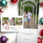 Colorful Modern Merry Christmas Script 3-Photo Drieluik Wenskaart