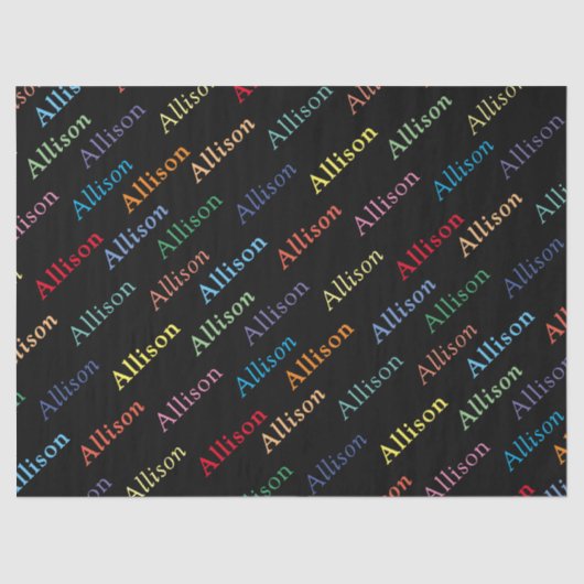 Colorful Modern Monogrammed Simple Black Tissuepapier (Voorkant)