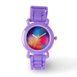 Colorful Modern Mosaic Geometric Pattern Horloge