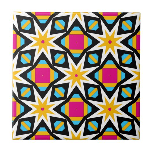 Colorful Modern Mosaic Geometric Pattern Tegeltje (Voorkant)