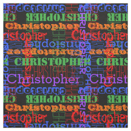 Colorful Modern Name Collage Rainbow Black Stof