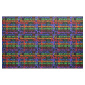 Colorful Modern Name Collage Rainbow Black Stof (Fat Quarter)