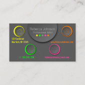 Colorful Modern Neon Polka Dots on Anthracite Visitekaartje (Achterkant)