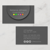 Colorful Modern Neon Polka Dots on Anthracite Visitekaartje (Voorkant / Achterkant)