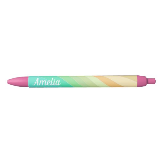 Colorful Modern Pastel Waves Pattern Personalised Zwarte Inkt Pen (Voorkant)