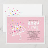 Colorful Modern Pink Baby Girl Shower Kaart (Voorkant / Achterkant)