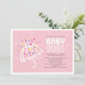 Colorful Modern Pink Baby Girl Uitnodiging (Staand voorkant)