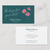 Colorful Modern Pink Blauwgroen Green Floral Dank  Visitekaartje (Voorkant / Achterkant)