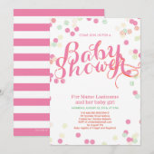 Colorful Modern Pink Girl Baby shower Uitnodiging (Voorkant / Achterkant)