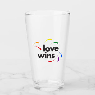 Colorful, modern, playful design of Love Wins Glas