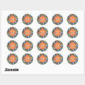 Colorful Modern Pretty Flower Pattern Personalised Ronde Sticker (Vel)