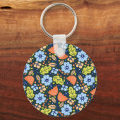 Colorful Modern Pretty Flower Pattern Personalised Sleutelhanger (Achterkant)