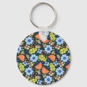 Colorful Modern Pretty Flower Pattern Personalised Sleutelhanger (Achterkant)