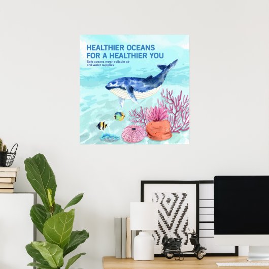Colorful Modern Protect Marine Life Quote Poster (Thuiskantoor)
