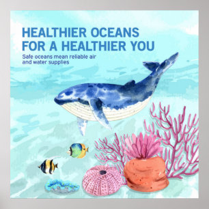 Colorful Modern Protect Marine Life Quote Poster