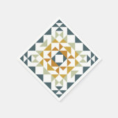 Colorful Modern Quilt Block Blauwgroen Geometrisch Servet (Hoek)