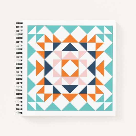 Colorful Modern Quilt Block Geometric Art Notitieboek (Voorkant)