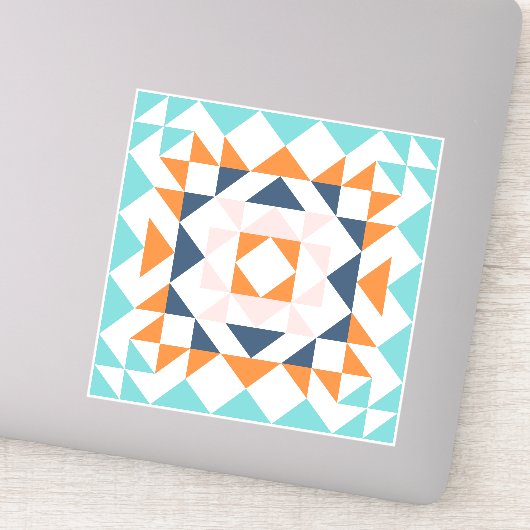 Colorful Modern Quilt Block Geometric Art Sticker (Detail)