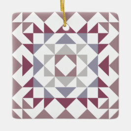 Colorful Modern Quilt Block Geometric Burgundy Keramisch Ornament