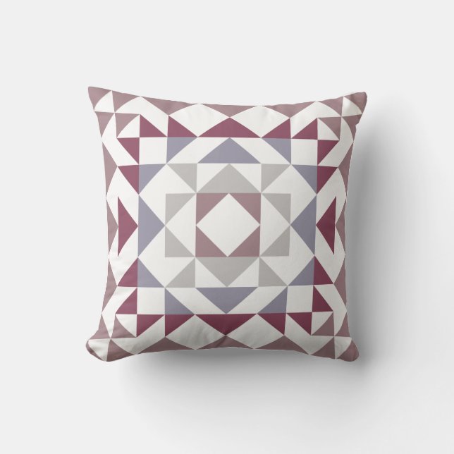 Colorful Modern Quilt Block Geometric Burgundy Kussen (Voorkant)